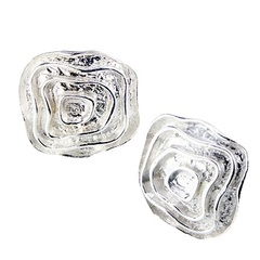 Organic shaped elegant eroded surface sterling silver stud earrings