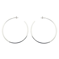 Oversized 60 mm hoop shaped polished sterling silver stud earrings