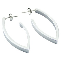 Open marquise silver stud earrings 