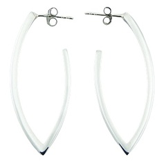 Open marquise silver stud earrings 
