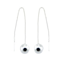 Sterling silver threader box chains and polished spheres earrings