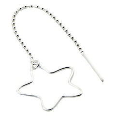Threader chain star silver earrings 2