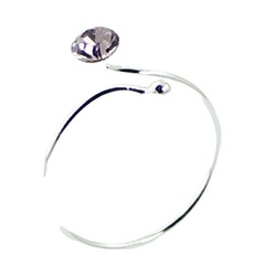 Faceted Swarovski crystal adjustable polished sterling silver round wirework toe ring