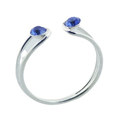 Gorgeous two faceted Swarovski crystals open sterling silver toe ring