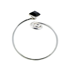 Squared Swarovski crystal spiral shaped sterling silver toe ring