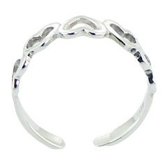 Inverted hearts openwork silver toe ring 2