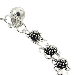Flower antiqued silver chain anklet 2