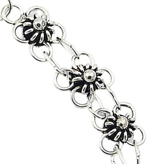 Flower antiqued silver chain anklet 3