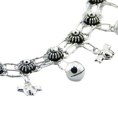 Silver wire flowers anklet with bees and spheres 2