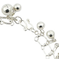 Silver linked chain anklet with tiny spheres 2