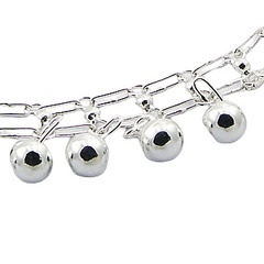 Silver linked chain anklet with tiny spheres 3