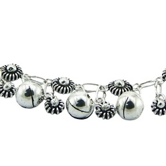 Silver anklet flowers & big spheres 2