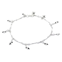Silver links chain anklet with star charms 