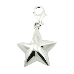 Convexed star polished sterling silver charm pendant