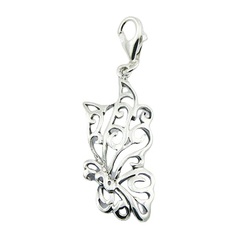Ajoure fantasy butterfly casted ornamented sterling silver charm