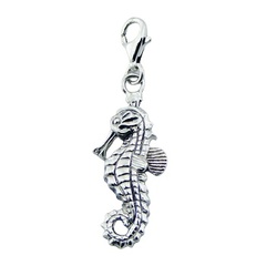 Cute animal themed seahorse designer ornate sterling silver charm