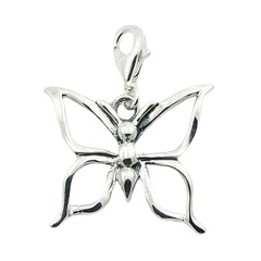 Animal themed openwork casted butterfly relief polished sterling silver charm