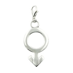 Astrological zodiac mars symbol sterling silver casted openwork charm