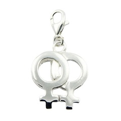 Zodiac venus symbols openwork polished sterling silver charm pendant