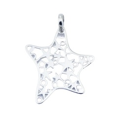 Twinkle stars ajoure sterling silver pendant, 1.9 inches