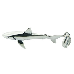 Volumetric sterling silver pendant white shark, 1 inch
