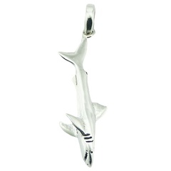 Volumetric sterling silver pendant white shark, 1 inch 