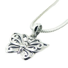 Ajoure 925 sterling silver butterfly pendant 3/4 inches 
