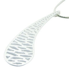 Silver-plated 925 silver pendant of drop shape and brushed surface 