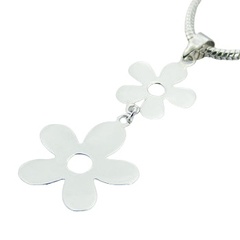 Daisy flower silhouettes sterling silver pendant 2.6 inches 