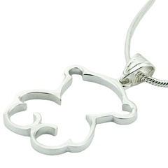 Teddy bear silhouette cute sterling silver pendant 