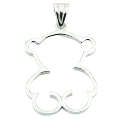 Teddy bear silhouette cute sterling silver pendant