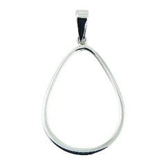 Pear outline basic sterling silver pendant 1.6 inches
