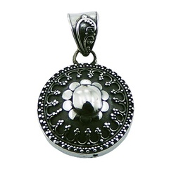 Handmade antique floral design silver pendant