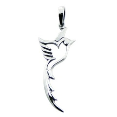 Polished sterling silver bird of paradise casted openwork designer pendant