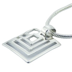 Geometric lines square pendant 925 sterling silver 