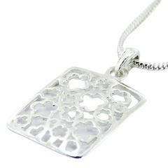 flowers shapes in silver rectangular pendant 