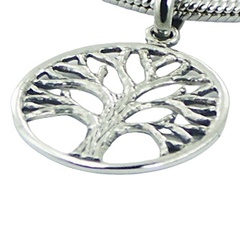 rugged silver tree of life in round frame pendant 2