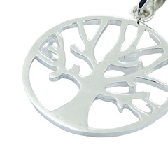 Autumn tree of life in round frame silver pendant 2