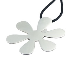 Six petaled flower silhouette silver pendant 
