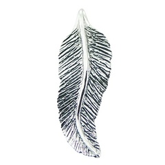 Sterling silver antiqued feather pendant 34mm