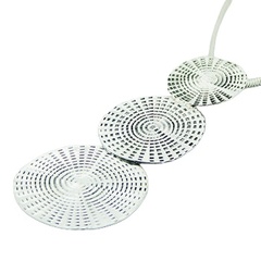Designer stamped silver triple disc pendant 