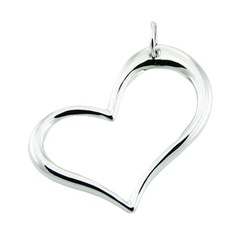 open heart outline silver pendant 