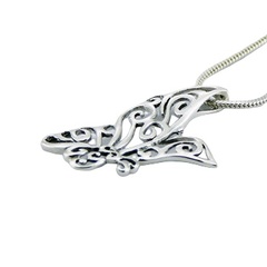 Butterfly ajoure wings silver pendant 