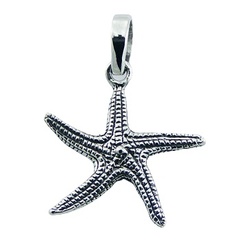 Detailed antiqued sterling silver starfish ornamented pendant