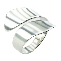 Unique design wide adjustable tapering band spiral sterling silver ring