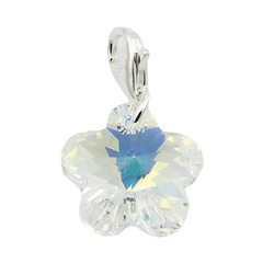 Adorable swarovski crystal butterfly lobster clasp polished sterling silver charm