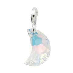 Faceted moon dreamy swarovski crystal sterling silver charm