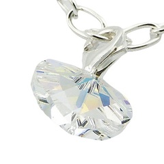 Faceted swarovski crystal heart silver charm 