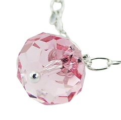 Faceted pink Swarovski crystal silver charm 