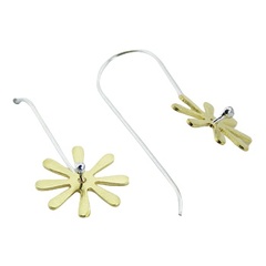 Gold plated flower silver earrings 